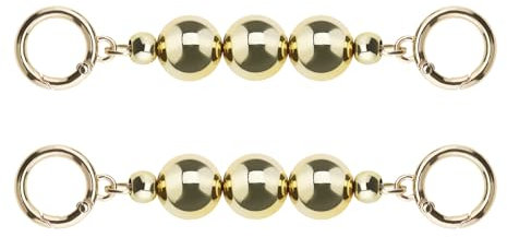ECSiNG 2 Stück Handtaschen Kettenriemen Verlängerung Künstliche Perlen Ersatz Kettenriemen mit Metallschnallen für Geldbörse Clutch Handtasche Geldbörse Umhängetasche 14cm Gold