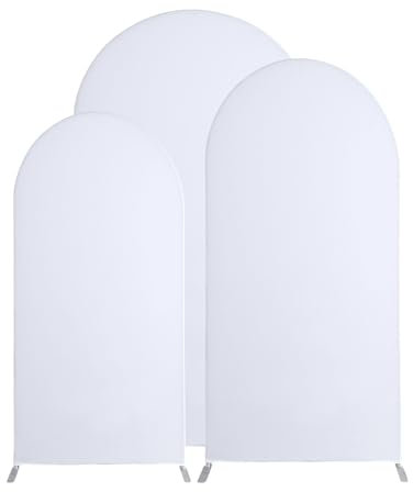 Mateju Copertura per Sfondo Arco Nozze, Copertura per Fondale Arco Superiore Rotonda Copertura Sfondo Arco Sfondo per Fotografia per Compleanno Baby Shower Festa (180x80cm/5.9x2.6ft,Bianco)