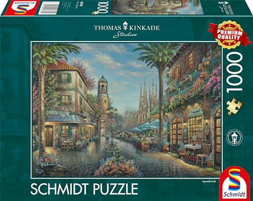 Schmidt Spiele 58780 Thomas Kinkade, Spanisches Straßencafé, 1000 Teile Puzzle
