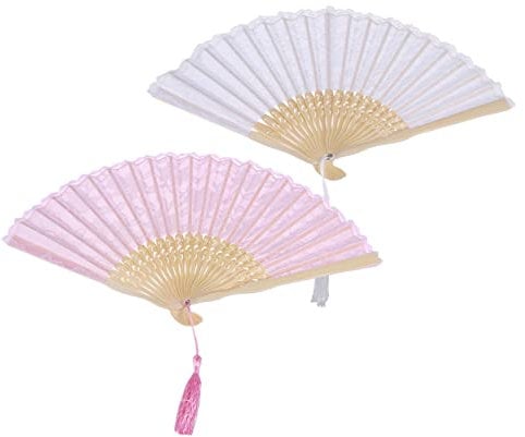 MAGICLULU Bamboo Vintage Fan Lace Detail Folding Hand Fan Elegant Hand for Women Stage Show Accessory