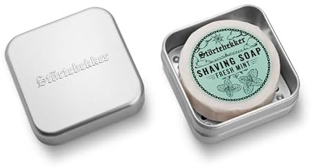 Störtebekker® Premium Rasierseife & Seifendosen Set - Seifendose Aluminium Set inkl. Rasierseife in verschiedenen Varianten - Vegane Rasierseife Handgefertigt in Seifenmanufaktur (Fresh Mint)