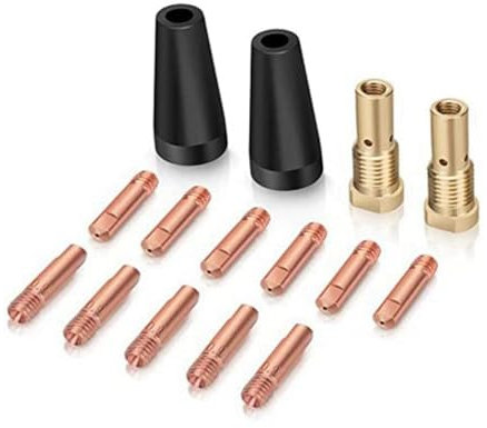 Reykentu MIG-Schweißset, gaslose Düse, 0,9 mm, Messing, -Schweißspitzen, MIG-Schweißgerät, Ersatzteile, Zubehör, 15-teilig