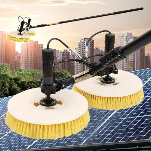 dosiwlatever Automatisches PV Anlage Reinigung für Solarmodule, 3,5 m 5,5 m 7,5 m Teleskopstange aus Kohlefaser, 65 cm Doppelreinigungsbürste, 17 m Kabel/29 m Wasserleitung, Stecker,3.5M
