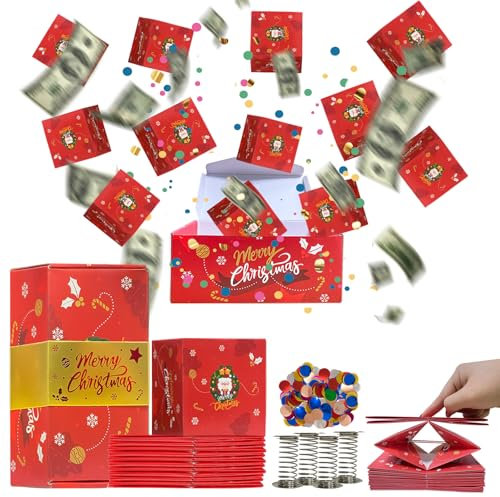 Weihnachts ÜBerraschungsbox Explosionsbox für Geld, 12Pcs Faltbare Pop-Up Mystery Surprise Gift Box, Weihnachten Geburtstag Explosionsbox ÜBerraschungsbox Geschenkbox für Eltern, Liebhaber und Freunde