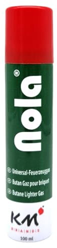 NOLA Gaz à briquet universel 100 ml avec 5 embouts pour briquets rechargeables et chalumeaux à flamme, gaz butane de qualité supérieure en provenance d'Europe, haute pureté, cartouche de gaz butane