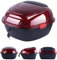 Motorradkoffer, Topcase mit großer Kapazität für den Motorradkofferraum mit rotem Warnreflektorlicht und Montagegrundplatte, universeller Rollerkoffer-Koffer für Motorrad und Roller, Rot, 37 x 41 x
