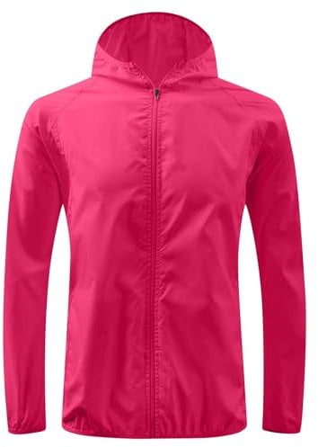 duxyoz Regenmantel für Damen und Herren, leicht, wasserdicht, winddicht, Sonnenschutz, schnell trocknend, Windbreaker, einfarbig, Fahrrad, Sport, Outdoor-Jacke, Reißverschluss, lässig, lockere