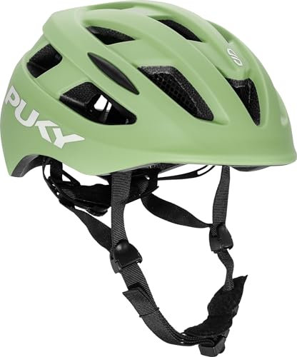 Set Puky Kinder Helm PH 8 PRO grün & Tuch Blaubaer | Fahrradhelm Maximaler Schutz & Belüftung | Leichtgewicht | Sichtbarkeit durch Licht-Modul | Ideal für Sicherheit und Komfort auf dem Fahrrad