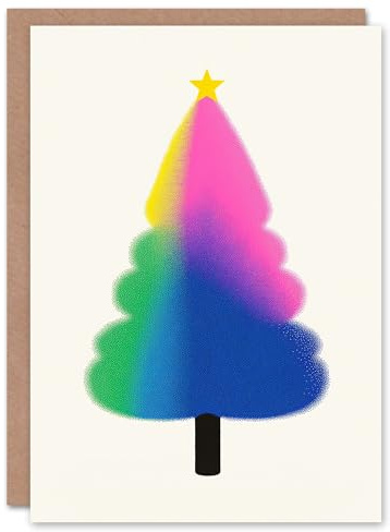 Wee Blue Coo Tree Colourful Gradient Colour Modern Fun Xmas Art Blank For All Christmas Card