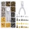 Leather Rivets, 180Pcs Double Cap Rivet, 3 Sizes 4 Colours Tubular Metal Studs Multicolor Double Cap Rivets with Leather Hole Punch Pliers and Fixing Tool Kit for DIY Leather Crafts Jackets