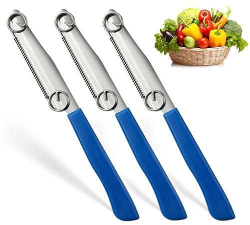 Qaestuan 3 Pièces Couteau à Trancher Rapide, Multifonctionnel 3 En 1 Couteau à Fruits de Printemps, Couteau Cuisine en Acier Inoxydable, Éplucheur De Fruits Et Légumes pour Carottes, Pommes de Terre
