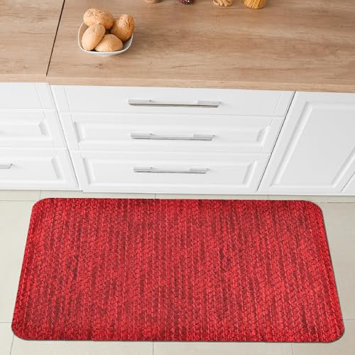 Comart - Küchenteppich Nancy – rutschfest – maschinenwaschbar – moderner Läufer aus Chenille – Läufer für Flur und Küche – weich und langlebig – Made in Italy – Rot – 50 x 75 cm