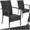 TecTake® Set of 2 Garden Chairs in UV- & Weather-Resistant Polyrattan, Stackable Rattan Chair Set with Steel Frame, High Backrest & Wide Armrests, Ideal Patio, Balcony & Garden Furniture Set - Black