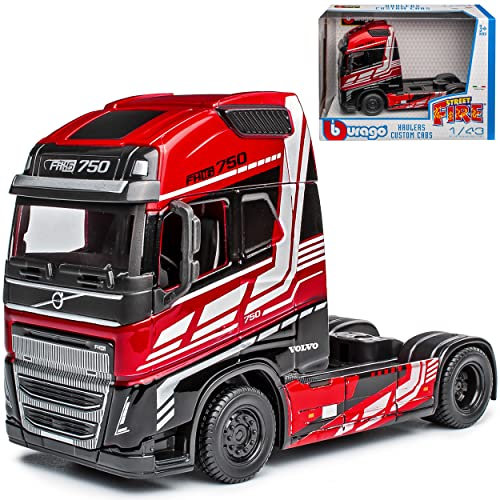 alles-meine.de GmbH Volvo FH16 750 Rot mit Schwarz 1/43 Burago Modell Auto mit individiuellem Wunschkennzeichen