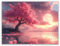 XENIOU Albero della vita, Grande albero sulla riva con fiori rosa arte vegetale da parete, quadri moderni, per soggiorno, camera da letto e bagno - 80x120cm Non incorniciato(rosa)