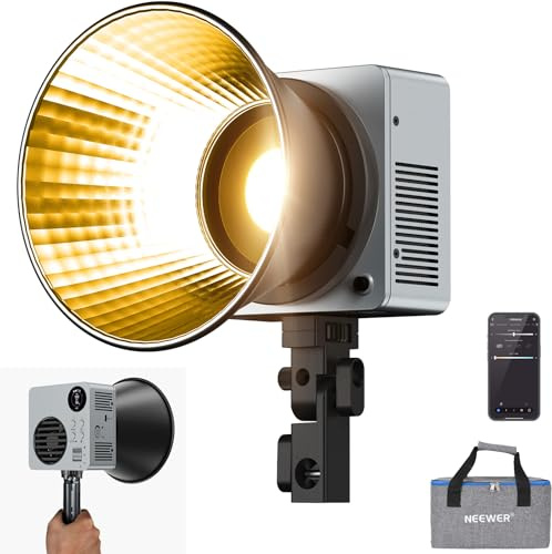 NEEWER 80W LED Videolicht mit 72Wh Akku/100W PD Schnelllade APP/2,4G Steuerung Tragbares zweifarbiges Mini COB Studio Dauerlicht 25500lx/1m 2700-6500K Dimmbar CRI95+ 13 Szenen, HB80B