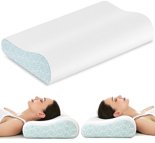 Joynox Ergonomisches Kopfkissen, Memory Foam Kissen, Nackenhörnchen für Seiten-, Rücken- und Bauchschläfer,Atmungsaktiver Kissenbezug