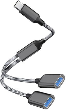 Splitter USB C a 2 Porte USB, Adattatore C Maschio a Doppia Femmina per Dati e Ricarica, Compatibile con PC, Mac, iPhone 16/15, iPad, PS5, Tablet, Auto, Tastiera, Mouse, Caricabatterie