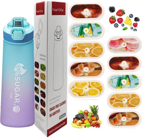 Bouteille d'eau de sport de 700 ml avec capsules en 10 saveurs, le matériau tritan n'a pas peur des températures élevées, et la saveur naturelle des fruits extraite rend l'eau potable sûre et