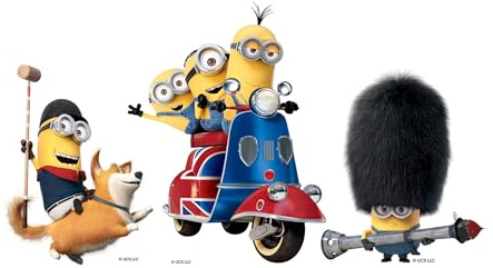 Star Cutouts SC4745 Minions British Invasion Three Small Cardboard Cutouts Shelf Top Pack Height 28cm