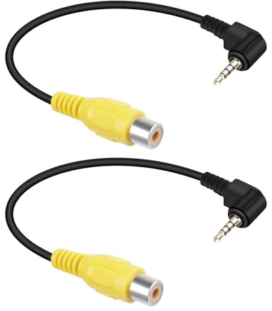 RIIEYOCA Aux 2.5mm to RCA Cable,90 Degree Right Angle 2.5mm TRRS Male to RCA Female AV-in Video Adapter Cord for Car Backup Reverse Rear View Camera,GPS Navigator（0.2m/2Pack