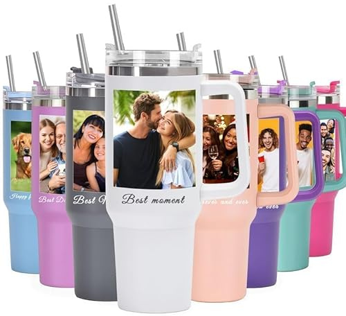 Mocessory Bicchiere personalizzato da 40 once con manico e cannuccia