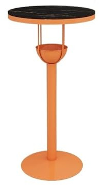 Küchentresen Orange Rock Platte Eisen Stehtisch Home Balkon Freizeit Runder High Top Pub Tisch for Milch Tee Shop, Coffee mit Stauraum(Groß)