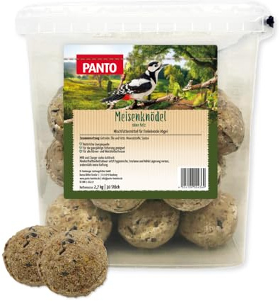 PANTO Meisenknödel 50 Stck. ohne Netz - Wildvogelfutter ganzjährig, Körnermischung für Wildvögel ohne Weizen, Hafer & Gerste, Vogelfutter für Meisen und andere Körnerfresser