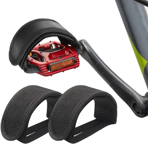 AJNZAU 1 Paar Pedalriemen Nylon, Fahrrad Fußriemen Kratzfest Wasserdicht Für Heimtrainer, Mountainbike (Schwarz)