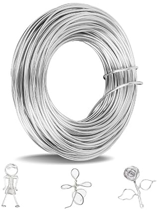 Foonary Filo in acciaio inox da 2 mm, filo di alluminio, filo di acciaio per molle, 40 m, filo sottile per bricolage, da piegare, ideale per la creazione di gioielli, modellini di biciclette, sculture