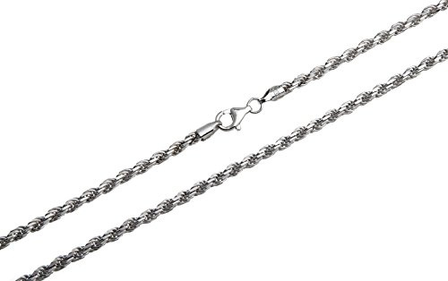 Kordelkette, Silberkette - 3mm Breite - Länge wählbar 38-100cm - 925 Silber