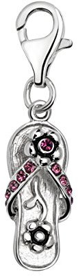 Quiges Charms Anhänger Flip Flop Versilbert Damen Schmuck für Bettelarmband