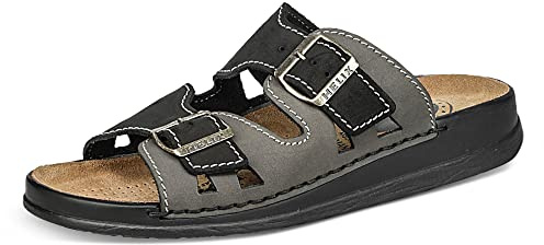 Helix Herren Pantolette schwarz/Grafit Leder von Größe 42 bis 47