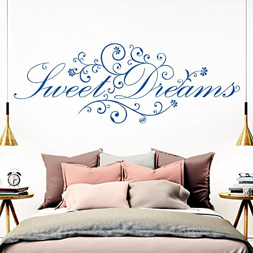Grandora Wandtattoo Spruch Sweet Dreams I azurblau (BxH) 110 x 41 cm I Schlafzimmer süße Träume selbstklebend Sticker Aufkleber Wandaufkleber Wandsticker W718