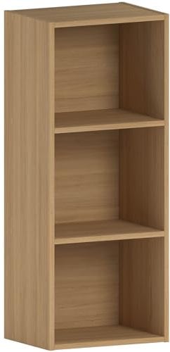 Vida Designs Oxford 3 Tier Cube Bookcase, Oak Wooden Shelving Display Storage Unit Office Living Room Furniture