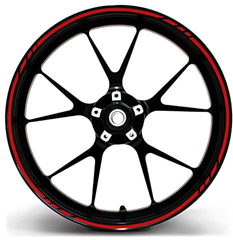Felgenrandaufkleber GP-Design 16 Teilig Komplett-Set -Finest Folia passend für 17 Zoll & 16 18 19 Felgen Motorrad Auto Fahrrad MR001 (Rot)
