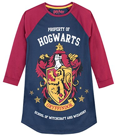 Harry Potter Girls Nightdress | Gryffindor Girls' Nighties | Long Sleeve Hogwarts Nightie for Kids Multicoloured Multicoloured Age 7 to 8 Years