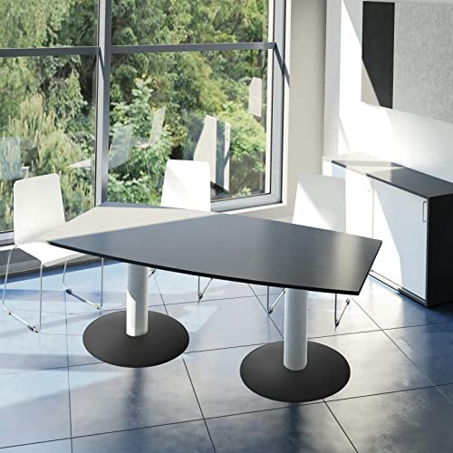 Weber Büro Optima Konferenztisch Bootsform 180x100 cm Besprechungstisch Anthrazit Tisch Esstisch Küchentisch
