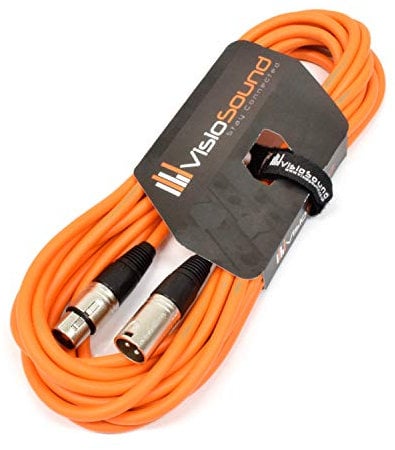 VisioSound Male to Female XLR Mic Lead/Balanced Microphone/Mic Patch Cable / 7 Colours (6m, Orange)