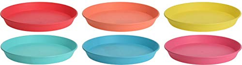 Excellent Housewares Set of 6 22.5cm Reusable Plastic Dinner Plate