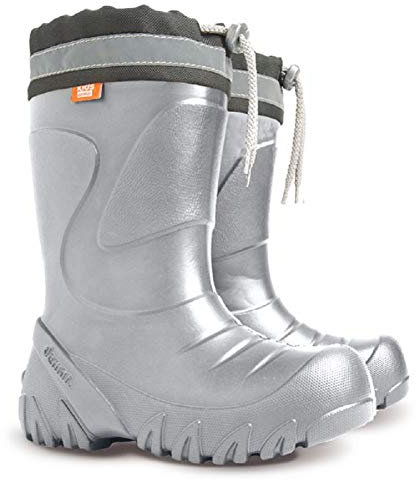 Ultra Leichte Gummistiefel Lammfell Gefüttert Winterstiefel Winterschuhe Mammut (30/31, Silber Schwarz)