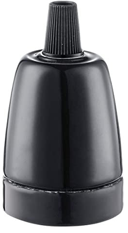 Home Sweet Home Modern Lampenfassung | Rund | 4.8/4.8/5.8cm | Schwarz | für E27 Lampenhalter aus Porzellan gemacht | geeignet für E27 Glühbirne | ENEC