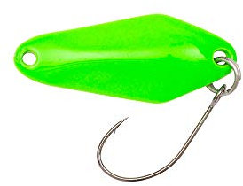 Berkley Cucchiaino da Pesca Curvo Metallo, Punta Curva, 2.2 g, Lime Green/Gold/Gold, 1 Pezzo