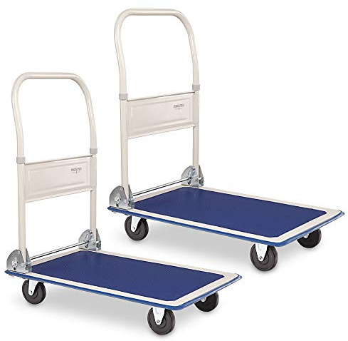 Stagecaptain Platformer Plattformwagen 2x Set -Transportkarre - Klappwagen - Gummiauflage - Gummierter Kantenschutz - Einklappbarer 90° Handgriff mit Fußbedienung - 4 Rollen - Belastbar bis 150 kg