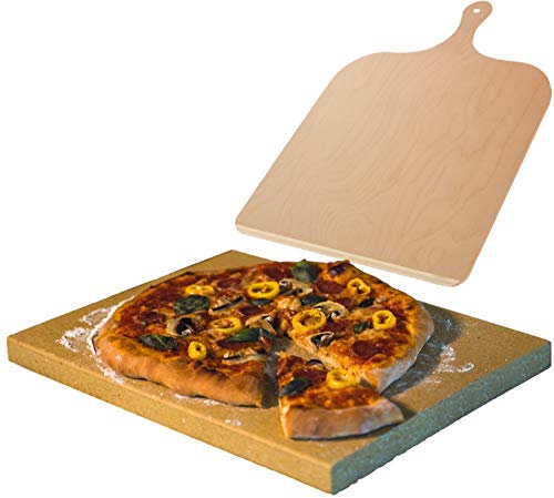 Pizzastein Schamott mit Holzschieber