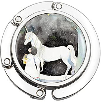 PU242 Crochet de sac à main en forme de licorne en verre Argenté