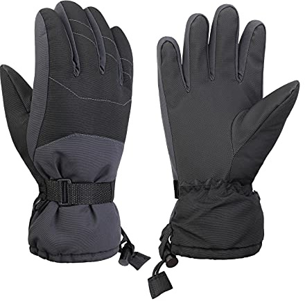 QKURT Manoplas de esquí, Manoplas de Snowboard de Invierno Guantes Guantes de Nieve Impermeables Manoplas de Cuero para Actividades al Aire Libre niños de 6 a 14 años