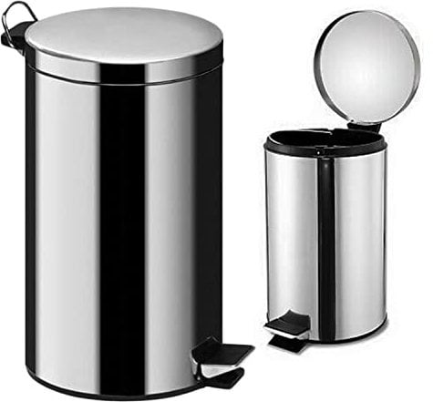 Denny International S/Sless Steel 3L Silver Pedal Bin Kitchen Bathroom Toilet Rubbish Office Waste By Crystal® (3L)