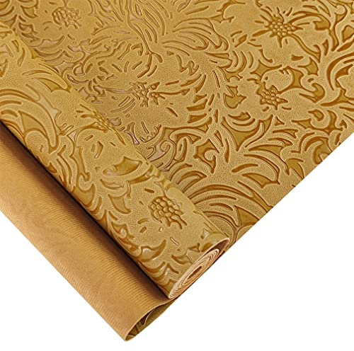 30cmx135cm Klassische Blumen Serie Kunstleder, Polster Stoff PU, Vintage PU-Leder Für Kunsthandwerk, Makeup Organizer DIY-Dekoration (Gelb)
