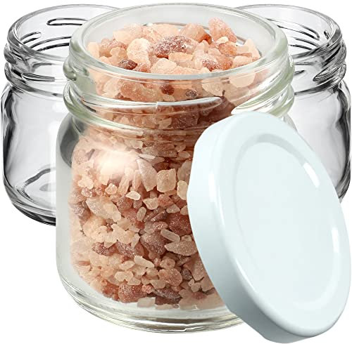 KADAX Lot de 10 mini bocaux en verre de 40 ml avec couvercle à visser, Couvercle Blanc., (K5599)